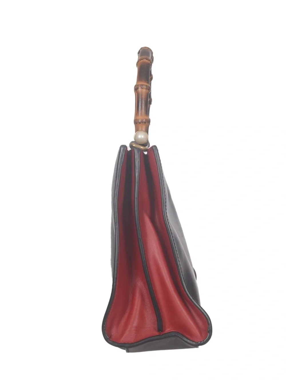 ♥️Gucci Black Leather Nymphaea Bamboo Top-Handle Leather Satchel♥️ - Picture 3 of 16